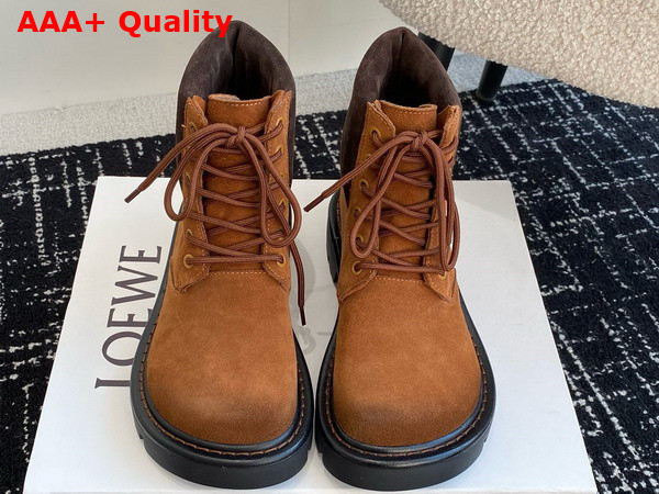 Loewe Sierra Combat Boot in Tobacco Suede Leather Replica