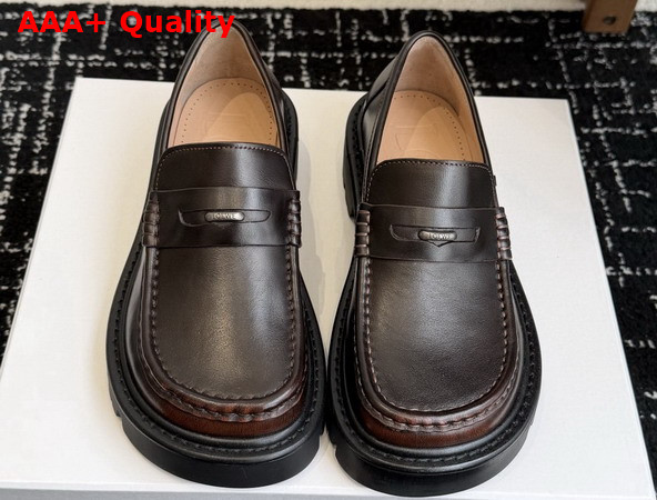Loewe Sierra Loafer in Dark Brown Brushed Off Calfskin Replica