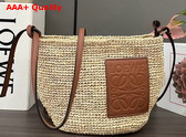 Loewe Slit Pochette Bag in Raffia and Calfskin Natural and Tan Replica