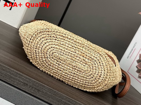 Loewe Slit Pochette Bag in Raffia and Calfskin Natural and Tan Replica