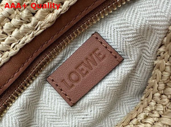 Loewe Slit Pochette Bag in Raffia and Calfskin Natural and Tan Replica