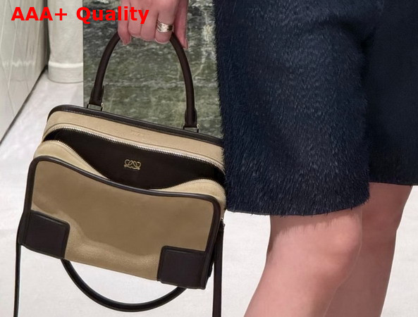 Loewe Small Amazona 180 Bag in Suede Oro Chocolate Replica