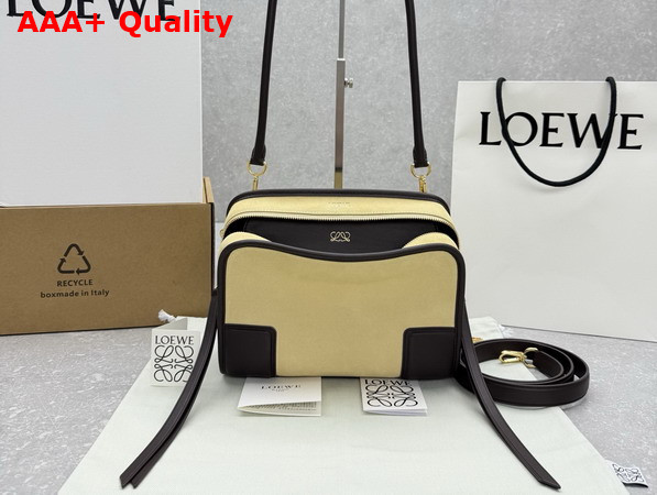 Loewe Small Amazona 180 Bag in Suede Oro and Chocolate Replica