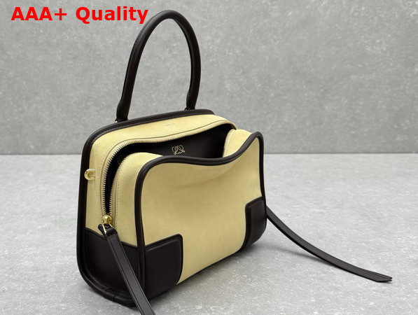 Loewe Small Amazona 180 Bag in Suede Oro and Chocolate Replica
