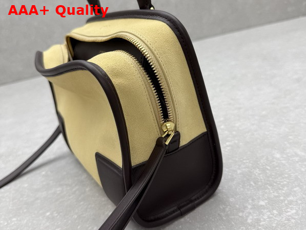 Loewe Small Amazona 180 Bag in Suede Oro and Chocolate Replica