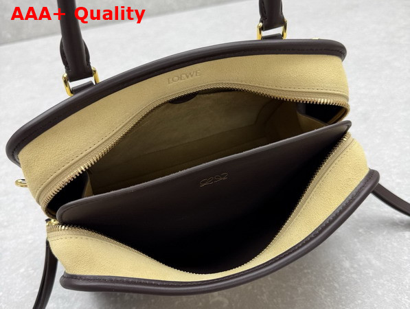 Loewe Small Amazona 180 Bag in Suede Oro and Chocolate Replica