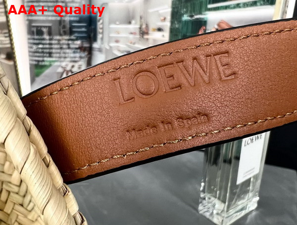 Loewe Small Basket Bag in Palm Leaf and Calfskin Natural Tan Replica