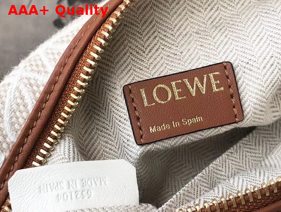 Loewe Small Cubi Bag in Anagram Jacquard and Calfskin Ecru and Tan Replica