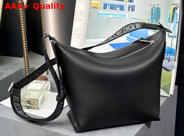 Loewe Small Cubi Crossbody Bag in Black Supple Smooth Calfskin and Jacquard Replica