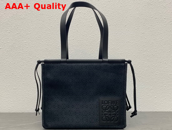 Loewe Small Cushion Tote in Anagram Jacquard and Calfskin Anthracite Black Replica