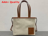 Loewe Small Cushion Tote in Anagram Jacquard and Calfskin Ecru Tan Replica