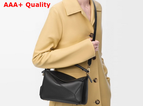 Loewe Small Featherlight Puzzle Bag in Black Nappa Lambskin Replica