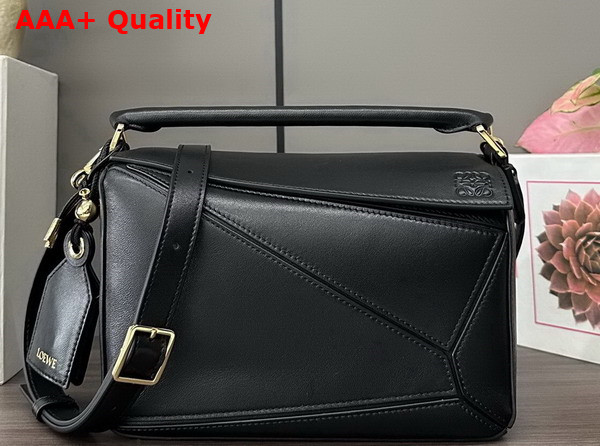 Loewe Small Featherlight Puzzle Bag in Black Nappa Lambskin Replica