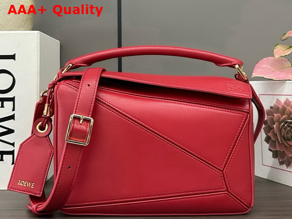 Loewe Small Featherlight Puzzle Bag in Burnt Red Nappa Lambskin Replica