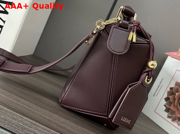 Loewe Small Featherlight Puzzle Bag in Dark Burgundy Nappa Lambskin Replica