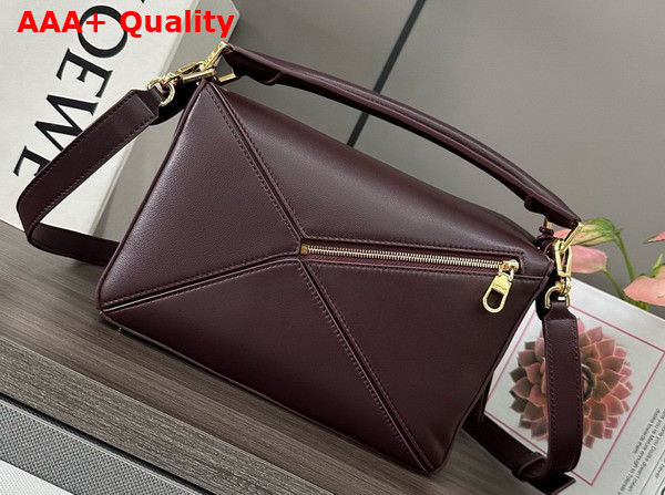 Loewe Small Featherlight Puzzle Bag in Dark Burgundy Nappa Lambskin Replica