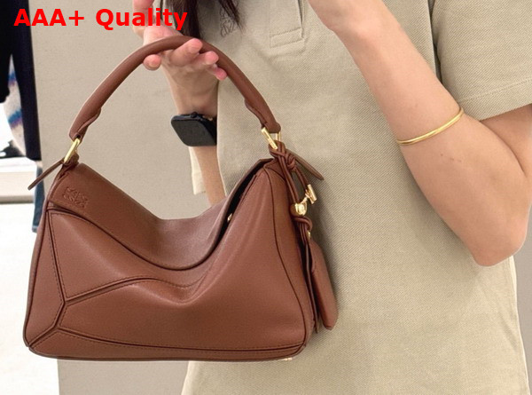 Loewe Small Featherlight Puzzle Bag in Pecan Nappa Lambskin Replica