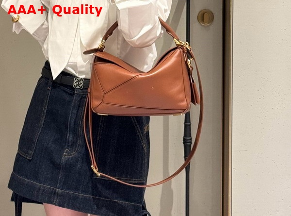 Loewe Small Featherlight Puzzle Bag in Pecan Nappa Lambskin Replica