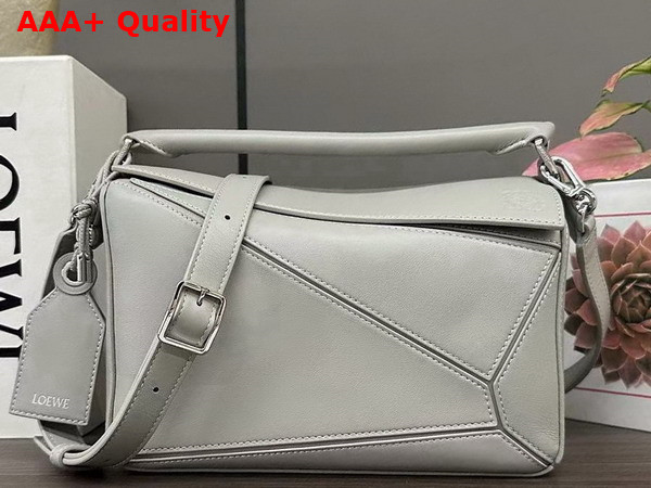 Loewe Small Featherlight Puzzle Bag in Shell Grey Nappa Lambskin Replica