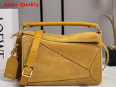 Loewe Small Featherlight Puzzle Bag in Suede Ochre Replica