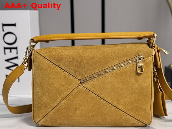 Loewe Small Featherlight Puzzle Bag in Suede Ochre Replica