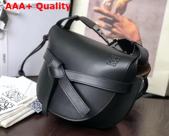 Loewe Small Gate bag in Soft Calfskin and Jacquard Black Replica