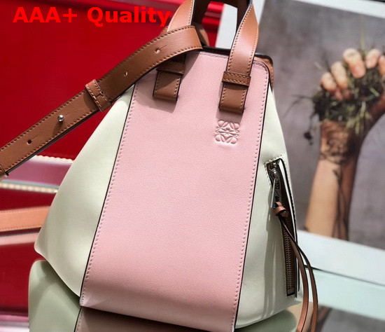 Loewe Small Hmmock Bag in Classic Calfskin Peach Pink and Milk Replica