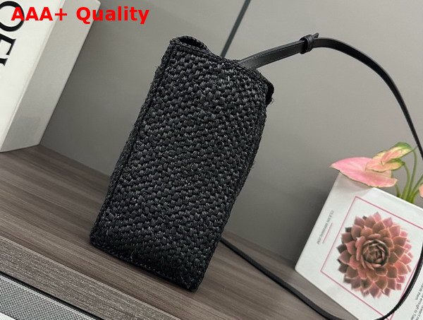 Loewe Small Loewe Font Tote in Black Raffia Replica
