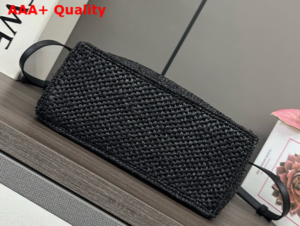 Loewe Small Loewe Font Tote in Black Raffia Replica
