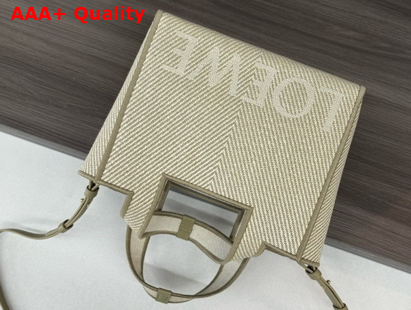 Loewe Small Loewe Font Tote in Jacquard Canvas Ecru Replica