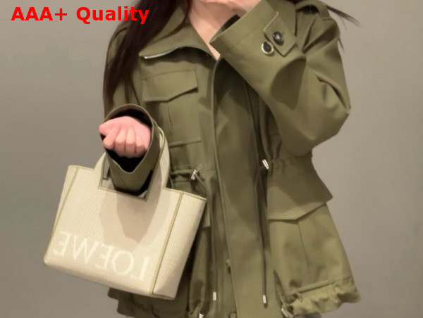 Loewe Small Loewe Font Tote in Jacquard Canvas Ecru Replica