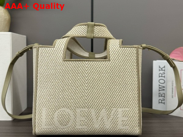 Loewe Small Loewe Font Tote in Jacquard Canvas Ecru Replica