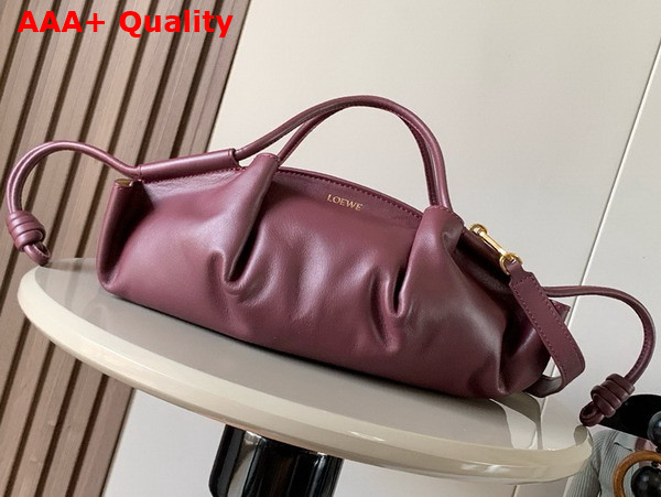 Loewe Small Paseo Bag in Burgundy Shiny Nappa Calfskin Replica