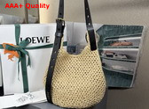 Loewe Small Punch Hole Hobo in Raffia and Calfskin Natural Replica