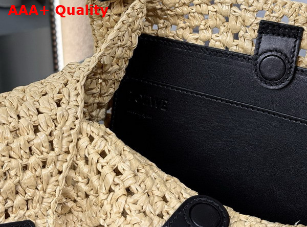 Loewe Small Punch Hole Hobo in Raffia and Calfskin Natural Replica