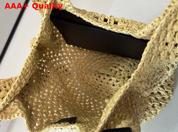 Loewe Small Punch Hole Hobo in Raffia and Calfskin Natural Replica