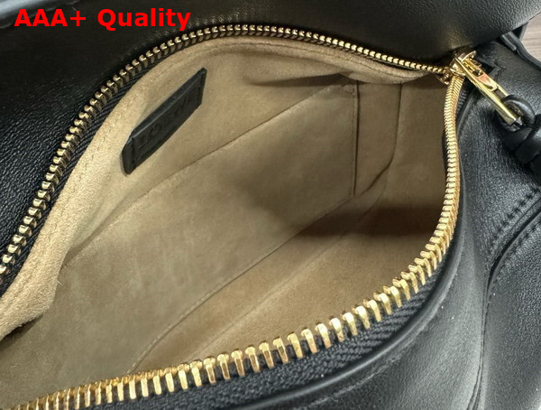Loewe Small Puzzle Bag in Black Smooth Calfskin with Woven Handle Replica