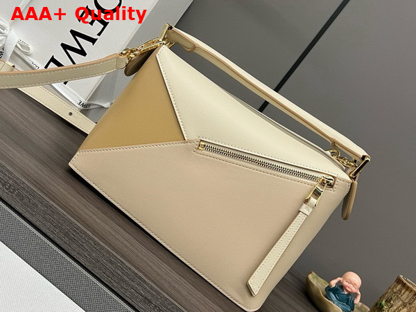 Loewe Small Puzzle Bag in Classic Calfskin Angora Dusty Beige Gold Replica