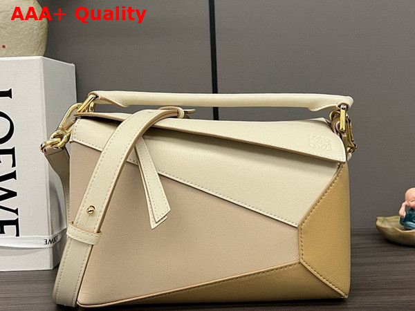 Loewe Small Puzzle Bag in Classic Calfskin Angora Dusty Beige Gold Replica