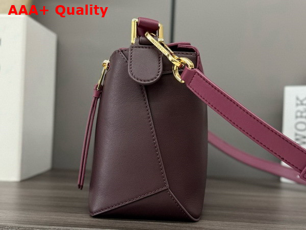 Loewe Small Puzzle Bag in Classic Calfskin Burgundy and Dark Burgundy Replica