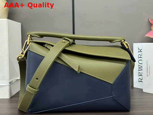 Loewe Small Puzzle Bag in Classic Calfskin Green and Blue Replica