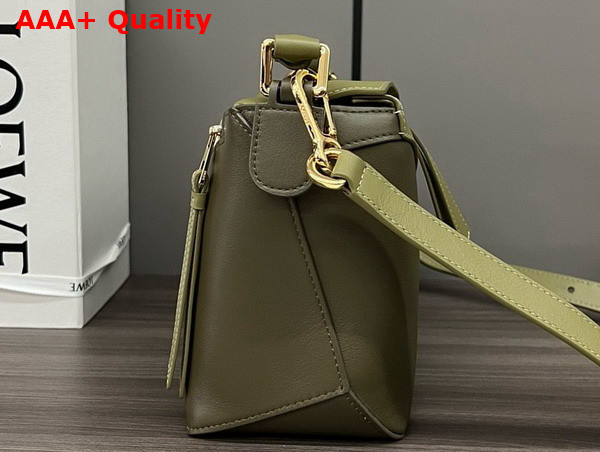 Loewe Small Puzzle Bag in Classic Calfskin Green and Dark Green Replica