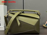 Loewe Small Puzzle Bag in Classic Calfskin Green and Dark Green Replica