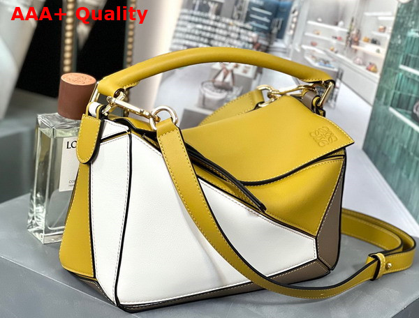 Loewe Small Puzzle Bag in Classic Calfskin Ochre Soft White Replica