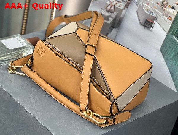 Loewe Small Puzzle Bag in Classic Calfskin Soft Tan Clay Green Replica