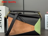 Loewe Small Puzzle Bag in Classic Calfskin and Suede Chocolate and Tan Replica