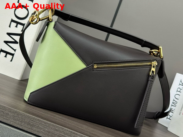 Loewe Small Puzzle Bag in Classic Calfskin and Suede Chocolate and Tan Replica
