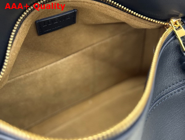 Loewe Small Puzzle Bag in Deep Navy Smooth Calfskin with Woven Handle Replica