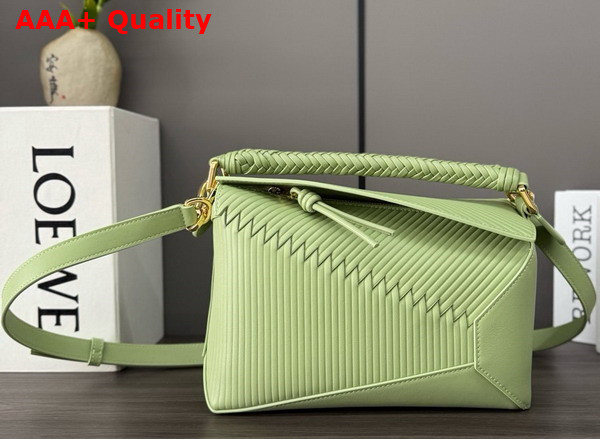 Loewe Small Puzzle Bag in Light Pear Calfskin with Overlapped Panels Replica