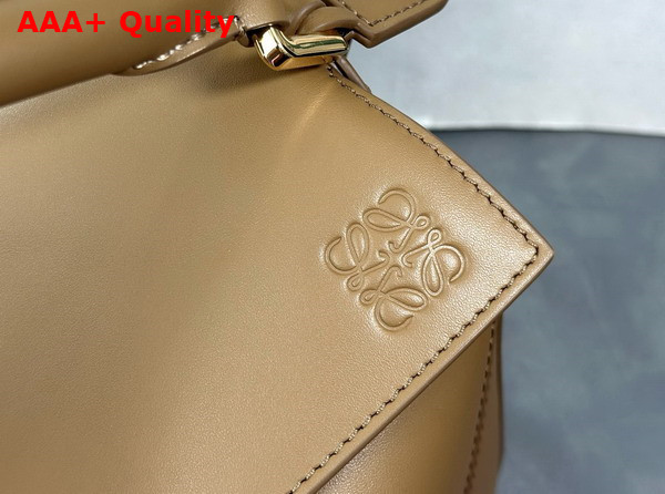 Loewe Small Puzzle Bag in Oak Satin Calfskin with Adjustable Canvas Shoulder Strap Replica